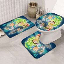 Anime Waterproof Shower Curtain 4-Piece Set With Hooks, Interesting Cartoon Pattern Bathroom Decor, Durable Washable Fabric Shower Curtain, Suitable For Home Bathroom Accessories - A - View 4