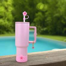 杯子吸管套、水瓶硅胶套和杯子挂饰套装，秋海棠造型吸管盖和杯子挂饰吊坠，杯子硅胶套兼容 Owal - 彩色 - 查看 8