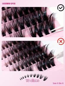 DIY Cluster Lashes 8–16mm Mixed Length – Natural Wispy Individual False Eyelashes, Lightweight & Reusable Lash Extension Kit For Beginners, Includes Tweezers & Lash Brush - View 4