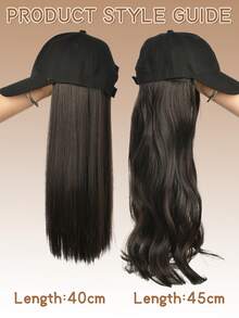 Long Wavy Curly Synthetic Wig Baseball Cap Hair Extensions Hat Wigs Black Brown Adjustable Hairpiece For Women By - Multicolor - View 7