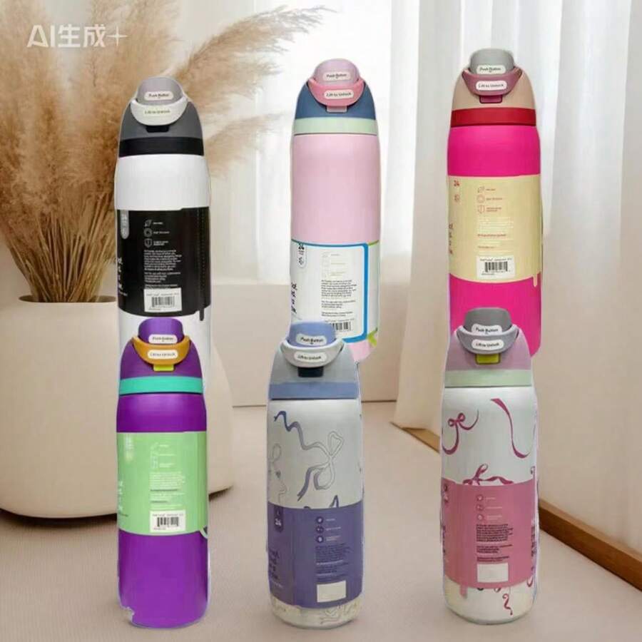 32oz 不鏽鋼保溫水壺 - 防漏運動水壺,配備雙功能出水口蓋、翻蓋吸管與寬口設計 - 24小時保溫/保冷 - 適合健身、旅行與日常使用 - 彩色 - 查看 1