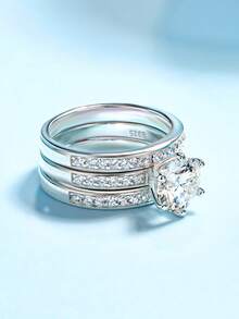 2 Carat Moissanite Ring, 925 Sterling Silver Hypoallergenic, Engagement/Wedding Ring, Minimalist Niche Design, Versatile Daily Wear, Wedding/Anniversary/Birthday Gift, Comes With Gift Box And Certificate - Silver - View 8