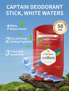 Old Spice Whitewater 男士除臭膏 1 瓶 50ml 清爽水生青檸木質調 48 小時長效清新 無鋁 無白跡 腋下固體除臭膏 適合日常運動男士護理 - 50ml 白色水域 - 查看 1