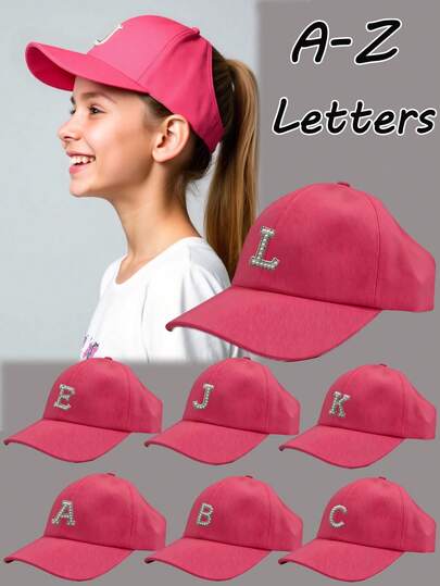 1 PC A-Z Letters High Ponytail Baseball Cap For Girls - Breathable Quick Dry Hot Hat With Large Opening, Sun Protection,No Crease Sports Cap For Teens