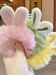 5个复活节兔子造型发圈，梦幻秋冬发饰的完美之选；韩版可爱兔耳朵发圈；萌萌的毛绒兔耳朵弹力发带；高弹力丸子头发圈；秋冬毛绒发圈；高弹力发带；多功能发圈；送给朋友、家人和爱人的完美礼物。 - 彩色 - 查看 8