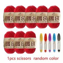 8 cuộn sợi polyester chenille + 1 kéo nhỏ màu ngẫu nhiên, tự làm đồ đan móc túi xách / khăn quàng cổ / áo len / đồ chơi nhồi bông - nhiều màu - Xem 34