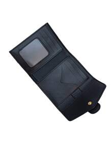 New Retro Printed Short Women's Wallet, Tri-Fold Snap Closure Coin Purse, Credit Card Holder, Anti-Theft Lightweight Clutch - Brown - View 8