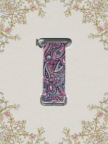 1条灰色背景粉色蓝色腰果花图案柔软弹性透气舒适腕带替换表带，适用于 38mm 40mm 41mm 45mm 44mm 42mm 49mm，时尚休闲多色硅胶表带，兼容 Ultra系列，S10/SE/9/8/7/6/5/4/3/2/1 - 彩色 - 查看 4