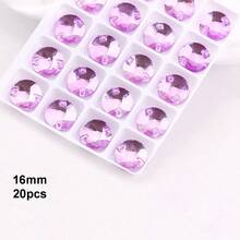 16mm, 20pcs/Pack, Flat Double-Hole Exquisite Glass Rhinestones, Round Shape, For Sewing Wedding Dresses, Handbags, Shoes Decoration, Jewelry Making Accessories - 16mm 20pcs - View 18