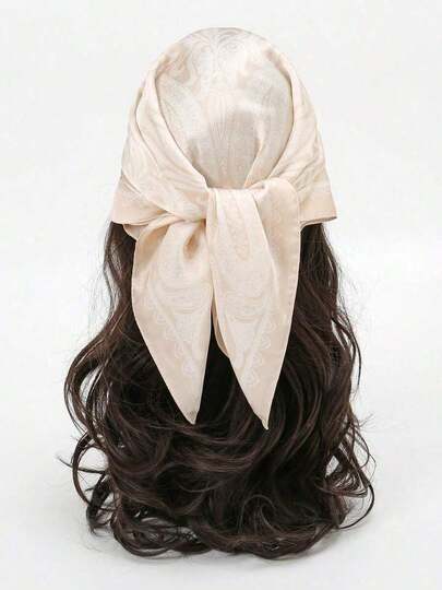 1Pc Ladies Simple Floral 70cm Square Scarf, New Spring Bandana Style Fashion Headband, Waistband, Hair Accessories, Womens Versatile Neckerchief