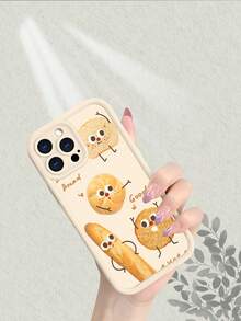 Cute Bread Pattern Phone Case For IPhone 17/16/15/14/13/12/11/7/X, Frosted Finish, Stylish & Playful Design, Shockproof Scratch-Resistant Soft Touch Protective Cover - Cà phê nâu - Xem 6