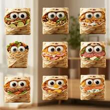 拉丁风味香辣牛肉青柠卷饼，附赠香菜磁铁：内馅是香辣牛肉和新鲜青柠，配上卡通大眼睛和烘焙酥脆的外皮，不对称方形设计，边缘带有贴纸——活泼可爱的小冰箱伴侣。 - E - 查看 3