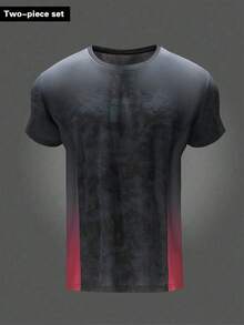 Conjunto deportivo de hombre con camiseta de fútbol, camiseta de baloncesto, pantalones cortos de manga corta para verano, conjunto de gimnasio, conjunto de 2 piezas para hombre, adecuado para fitness, correr, deportes casuales, uso diario - Rojo - Ver 6
