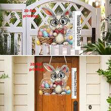 Pingente de pintura de diamante 2D com coelhinho da Páscoa feliz e corrente, conjunto de artesanato para decoração de janelas e entradas com pintura de diamante para adultos. - Multicolor-4 - Ver 4