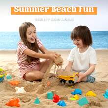 Juego de Juguetes de Playa Sloosh - Camión Volquete de Juguete con Moldes de para Niños Pequeños, para Jugar al Aire Libre, Cubos Plegables, Bolsa de Malla, Palas de, Moldes de Castillos y Animales, Juguetes para Niños (Animales) - Animales - Ver 4