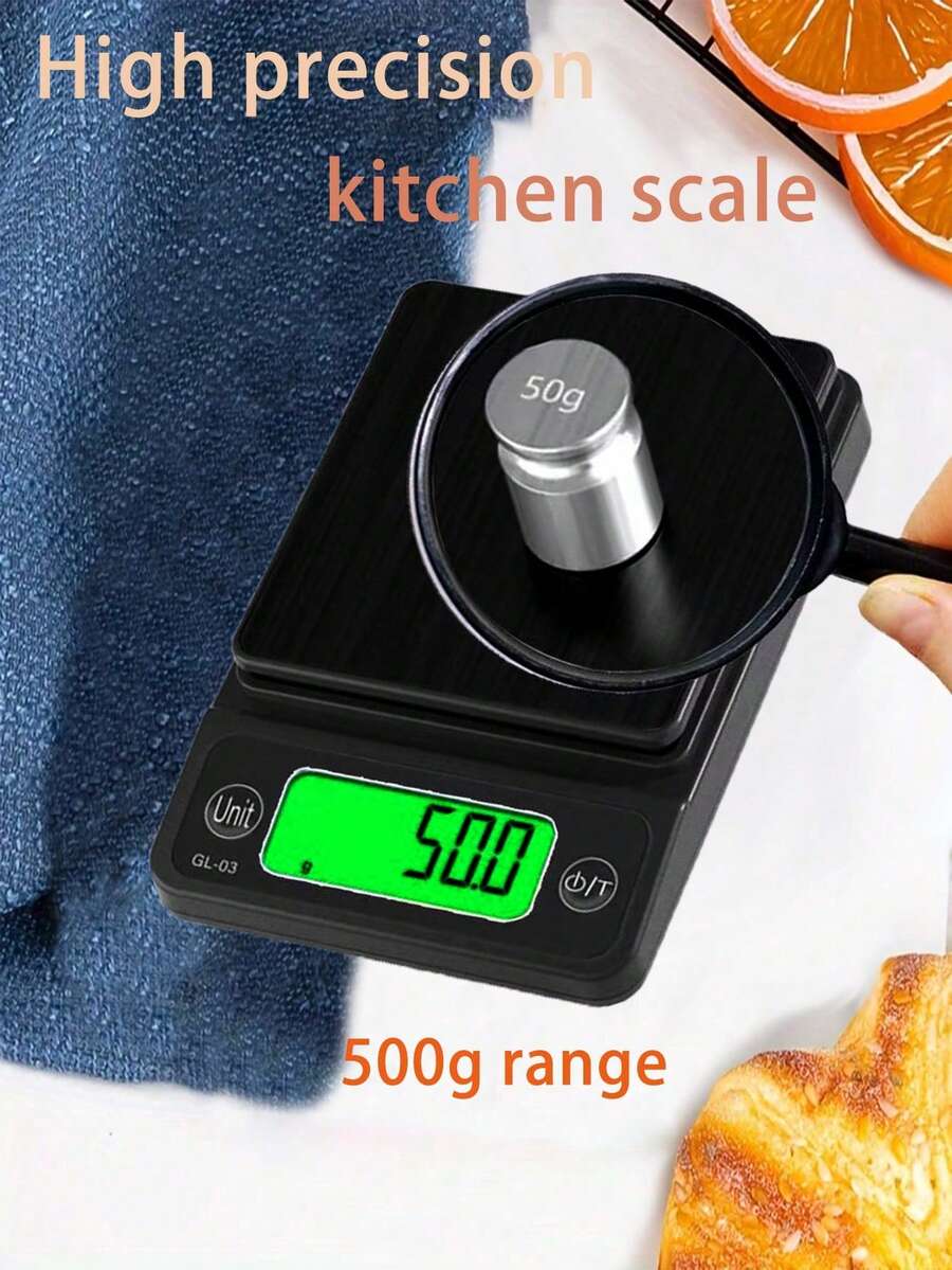 便携式手持电子秤，多单位转换，去皮功能，高精度，背光液晶显示屏，500磅最大称重，带托盘（不含电池） - 彩色 - 查看 1