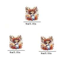 1片/2片/3片装可爱闪光小鹿热转印贴片，秋叶花环图案，适用于T恤、牛仔裤、毛衣、手提包、枕头、靠垫等。 - L+S - 查看 4
