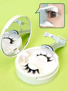 1 Pair CC Curled Magnetic Eyelashes Set, Includes Eyelash Applicator, Reusable, Natural Cartoon Style, Natural Pointed Cartoon Style Cat Eye Fluffy Soft False Eyelashes, False Eyelash Strips, Natural Soft Crossed Fluffy False Eyelashes, Natural Lengthening, Curled, Eye-Widening, Suitable For Women For Travel, Party, Etc., Natural Mixed Design Eyelash, Eyelashes, False Eyelashes - 黑色 5 - 查看 6