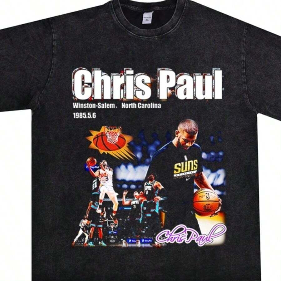 Chris Paul Winston-Salem North Carolina Vintage T-Shirt, NBAStar Tee, Chris Paul Gift For Fan, Suns Basketball Shirt, Point God Tribute Shirt - 黑色 - 查看 1