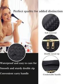 大容量防水化妆包，便携式旅行化妆品收纳包，带提手和隔层，适用于存放化妆品、洗漱用品、护肤品、个人护理用品，返校必备，假期收纳，节日礼物 - 彩色 - 查看 11