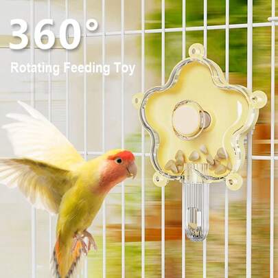 花朵形状旋转轮鹦鹉觅食喂食玩具，宠物鸟鹦鹉悬挂式咀嚼玩具，缓解压力笼具配件
