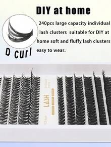 240pcs Eyelash Extension Kit Eye Lash Extension Lash Kit Lash Clusters Kit DIY Individual Lashes Cluster D Curl False Lashes Lash Clusters,Eye Lash Clusters,Individual Eyelashes,Lashes,Fake Lashes - View 3