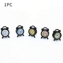 1 pièce Mobilier de maison de poupée 1:12, accessoires de paysage miniature créatif, décoration de bureau, kit DIY, cadeau d'anniversaire, accessoires de décoration de maison de poupée, ensemble de jeu de maison de poupée miniature - Mini réveil - Voir 5