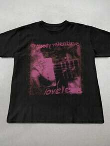 My Bloody Valentine Loveless T-Shirt, 90s Shoegaze Band Tee, Cute Shirts, 90s Retro Graphic Tee, Y2K Graphic Tees, Loveless Tee, Unisex - 黑色 - 查看 1