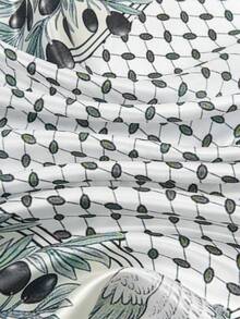 1pc Women's Fashion Palace Luxurious Geometric Satin Print Headscarf 90x90cm Square Scarf/Bandana, Suitable For Daily Use - Light Green - View 4