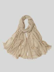 1pc Soft Textured Hijab Scarf With Natural Crinkle Effect, Breathable And Comfortable Muslim Headscarf - Multicolor - View 19