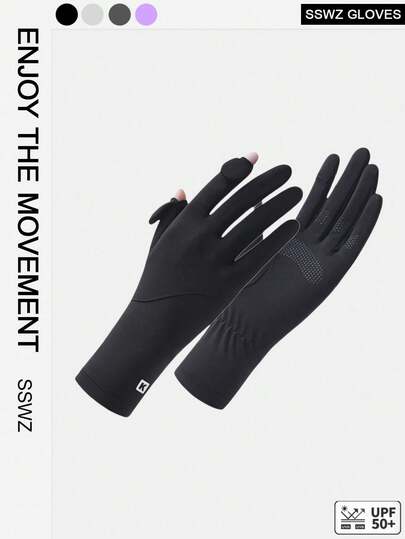 BAMANSHI A Pair Of Women's Black Summer Ice Silk Lengthened Thin Sunscreen Gloves|Mother's Day Gift | Summer UV Protection Ice Silk Nylon Yarn Cool Fabric | Women's Outdoor Sunscreen Gloves | Fingertips Flip Touch Screen Palm Non-Slip Suitable For Riding, Outdoor, Leisure, Beach Sunscreen Gloves.