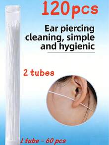 180/120/60pcs Colorful Ear Piercing Cleaning Lines, Ear Piercing Anti-Clogging Deodorizing Cleaning Lines, Slouchy Ear/Nose Piercing Cleaning Tool, Anti-Clogging Ear Piercing Cleaning Sticks - Multicolor - View 8