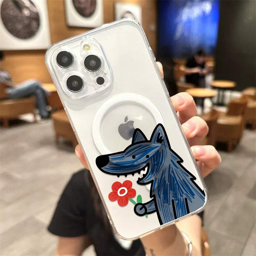 Clear Acrylic Magnetic Phone Case For Couples, Compatible With Multiple Phone Models - Caperucita Y Lobo2 - View 1