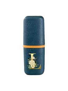 便携式旅行牙刷盒，印有闪亮金色字母 A-Z 和花卉图案，浴室用品，户外旅行牙刷牙膏收纳盒，字母系列印花防尘整理盒，旅行必备，返校用品，露营度假必备，暑假用品，浴室配件，家居用品，收纳整理盒 - 彩色 - 查看 25