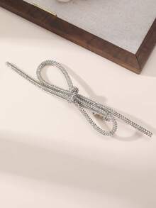 1件女士时尚优雅银黑色水晶蝴蝶结发夹，适合日常、节日、派对、婚礼、舞会等场合佩戴 - 彩色 - 查看 3