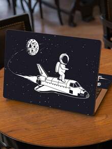 宇航员艺术贴纸笔记本电脑保护套，防水防刮自粘乙烯基材质，兼容大多数笔记本电脑，太空主题地球和月球设计，笔记本电脑配件 - 查看 2