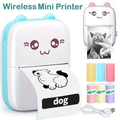 Impresora térmica mini (Nota: Puede elegir usar papel de impresión o una impresora separada), compatible con sistemas iOS y Android, una impresora portátil sin tinta que se puede usar para imprimir fotos, notas, recibos, listas, horarios DIY, memorandos, etc., adecuada para uso en la oficina y el hogar.