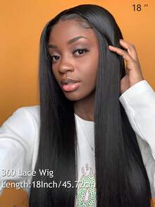 Tóc giả ren toàn bộ bằng tóc thật, tóc giả ren phía trước trong suốt, mật độ 150, tóc thẳng, tóc giả ren toàn bộ đã được tỉa sẵn, tóc giả làm từ tóc người Brazil dành cho phụ nữ. - Natural Black - Xem 6