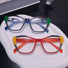 HAITONGCR 1 Pair Unisex Polygonal Reading Glasses, Multifocal Eyeglasses - Transparent - View 2