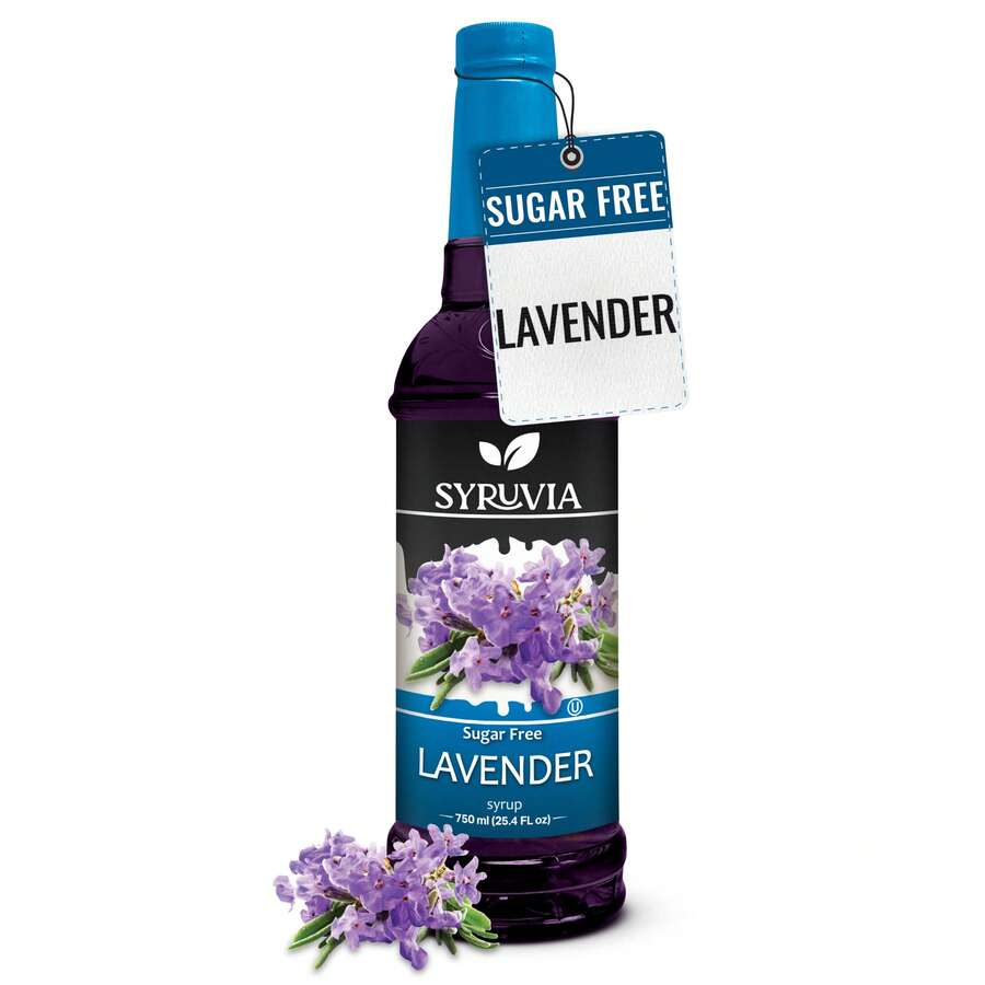 Syruvia Sugar-Free Lavender Syrup - 25.4 Fl Oz. Premium Coffee Flavoring Syrup. 0 Calories, Kosher, And Gluten-Free. Perfect For Drinks, Sodas, Shakes, Desserts, And More. - 25.4 Fl Oz - View 1