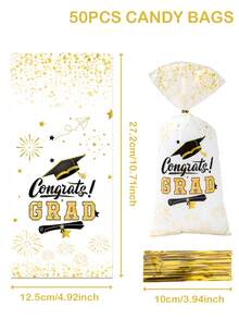 25/50/100pcs Graduation Gift Bags, Platinum Graduation Party Favor Bags, Gift Packaging Supplies, 2025 University Graduation Party Decorations, Graduation Class Graduation Souvenir Gift Packaging Bags, Graduation Decorations, Graduation Gifts - Platinum Graduation Season - View 12
