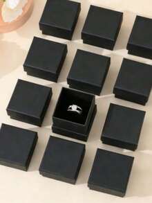 1/12pcs 20pcs Elegant Versatile Jewelry Gift Boxes, Perfect For Earrings, Rings, Necklaces And Pendants - Ideal For Holiday Gifts, Christmas, Valentine's Day And Back To School Celebrations, Ensuring Your Gifts Shine With Fashion And Sophistication, Suitable For Any Occasion And Special Moment. - Black - View 10