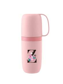 1pc Portable Travel Toothbrush Cup, Floral Alphabet A-Z Print, Floral Pattern, With Toothbrush Holder Cover, Detachable Cup, Travel Wash Cup, Portable Travel Beauty Cup, Alphabet Series Printed Dust-Proof Storage Box, Outdoor Toothbrush Storage Box, Suitable For Travel, Camping, Business Trip, School, Outdoor Activities, Holiday Gifts, Birthday Gifts (Pink) - Multicolor - View 26