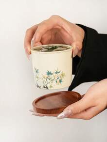 1 pieza (Taza + Platillo) Taza de café de cerámica con patrón de loto, taza de té roja para el hogar y la sala de estar, taza de café con leche - Multicolor - Ver 10