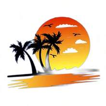 Vibrant Sunset Trees Birds-Shirt Bold Graphic Design Black Background Orange Yellow Reflections Tropical Summer Tee Nature Lovers Sporty-Style Versatile Casual Style - Black - View 4