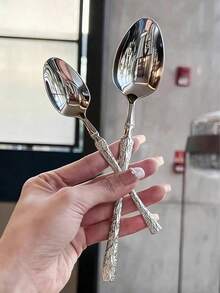 4/24件套不锈钢锤纹餐具套装 - 创意刀叉勺 - 镜面抛光，可机洗，适用于家庭、餐厅、酒店、婚礼、派对等场合 - 金色 - 查看 9