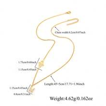 1pc Classic Fashion Initial Hamsa Hand Pendant Golden Stainless Steel Chain Necklaces For Women - Yellow Gold - View 2