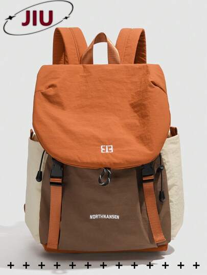 Anti-Theft Color-Blocked Outdoor Nylon Backpack For Women; Multi-Functional Stylish Day Bag; Multi-Pocket Lightweight Travel Bag; Large-Capacity Minimalist School Bag; Convenient Book Bag, Suitable For Students, Nurses, Teachers, Business People, Travel, Business Trips, Daily Commutes, Shopping, Office, Dates, Hiking, Training, Work, Birthday Gifts, Holiday Gifts