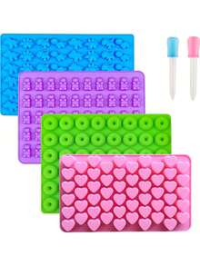 1pc Silicone Mold DIY, Silicone Candy Mold With Dropper, Dinosaur, Donut, Small Heart, Cute Bear Shapes, Silicone Mold For Animal Chocolate Gummy Candy - View 3