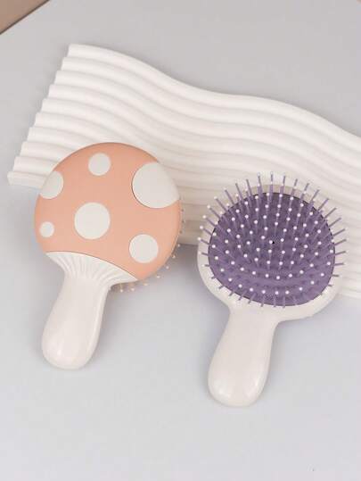 1支装迷你蘑菇发梳，男女老少皆宜 - 旅行尺寸，可轻松放入钱包、口袋、背包 - 适用于所有发质的迷你顺发梳，发梳，梳子，美发工具，理发沙龙美发产品及配件